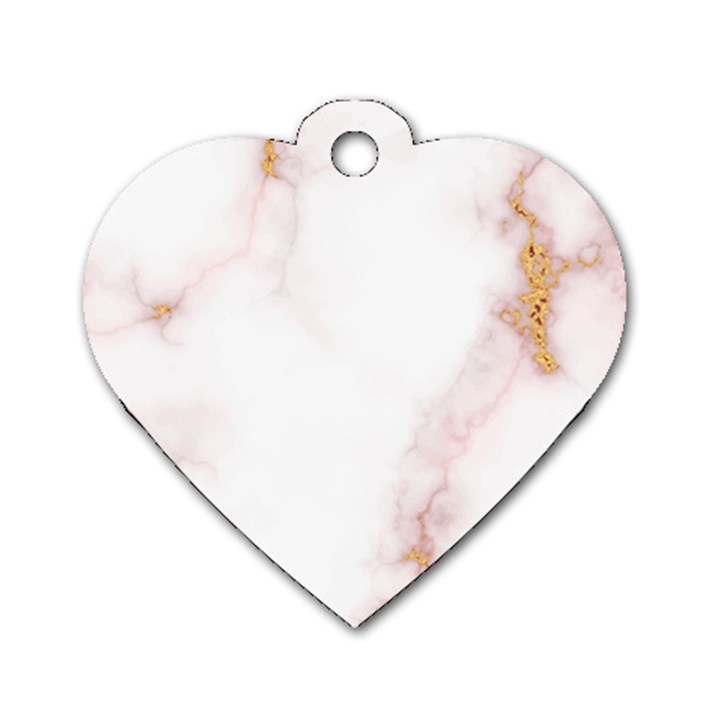 Pink and white Marble texture with gold intrusions Pale Rose Background Dog Tag Heart (Two Sides)