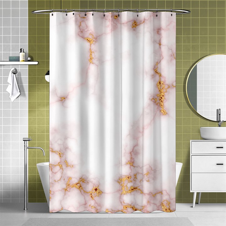 Pink and white Marble texture with gold intrusions Pale Rose Background Shower Curtain 48  x 72  (Small) 