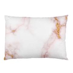 Pink And White Marble Texture With Gold Intrusions Pale Rose Background Pillow Case (two Sides) by genx