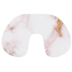 Pink And White Marble Texture With Gold Intrusions Pale Rose Background Travel Neck Pillow by genx