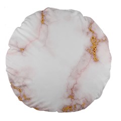 Pink And White Marble Texture With Gold Intrusions Pale Rose Background Large 18  Premium Flano Round Cushions by genx