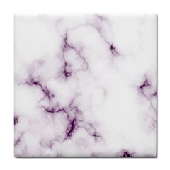 White Marble Violet Purple Veins Accents Texture Printed Floor Background Luxury Tile Coaster by genx