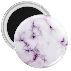 White Marble Violet Purple Veins Accents Texture Printed Floor Background Luxury 3  Magnets by genx