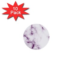 White Marble Violet Purple Veins Accents Texture Printed Floor Background Luxury 1  Mini Buttons (10 Pack)  by genx