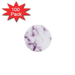 White Marble Violet Purple Veins Accents Texture Printed Floor Background Luxury 1  Mini Buttons (100 Pack)  by genx