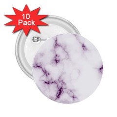 White Marble Violet Purple Veins Accents Texture Printed Floor Background Luxury 2 25  Buttons (10 Pack)  by genx