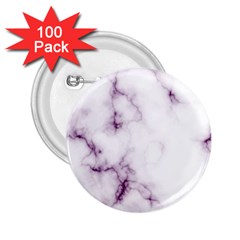 White Marble Violet Purple Veins Accents Texture Printed Floor Background Luxury 2 25  Buttons (100 Pack)  by genx