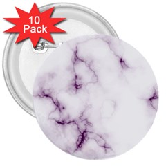 White Marble Violet Purple Veins Accents Texture Printed Floor Background Luxury 3  Buttons (10 Pack)  by genx