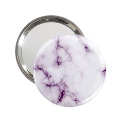 White Marble Violet Purple Veins Accents Texture Printed Floor Background Luxury 2 25  Handbag Mirrors by genx