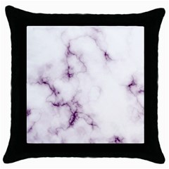 White Marble Violet Purple Veins Accents Texture Printed Floor Background Luxury Throw Pillow Case (black) by genx