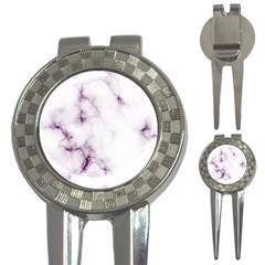 White Marble Violet Purple Veins Accents Texture Printed Floor Background Luxury 3-in-1 Golf Divots by genx