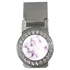 White Marble Violet Purple Veins Accents Texture Printed Floor Background Luxury Money Clips (cz)  by genx