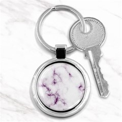 White Marble Violet Purple Veins Accents Texture Printed Floor Background Luxury Key Chain (round) by genx