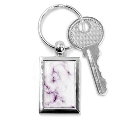 White Marble Violet Purple Veins Accents Texture Printed Floor Background Luxury Key Chain (rectangle) by genx