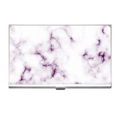 White Marble Violet Purple Veins Accents Texture Printed Floor Background Luxury Business Card Holder by genx