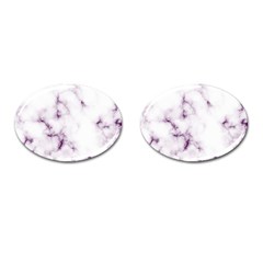 White Marble Violet Purple Veins Accents Texture Printed Floor Background Luxury Cufflinks (oval) by genx