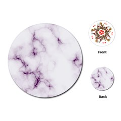 White Marble Violet Purple Veins Accents Texture Printed Floor Background Luxury Playing Cards Single Design (round) by genx