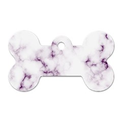 White Marble Violet Purple Veins Accents Texture Printed Floor Background Luxury Dog Tag Bone (two Sides) by genx