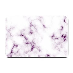 White Marble Violet Purple Veins Accents Texture Printed Floor Background Luxury Small Doormat  by genx