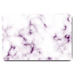 White Marble Violet Purple Veins Accents Texture Printed Floor Background Luxury Large Doormat  by genx