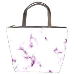 White Marble Violet Purple Veins Accents Texture Printed Floor Background Luxury Bucket Bag by genx