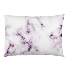 White Marble Violet Purple Veins Accents Texture Printed Floor Background Luxury Pillow Case by genx