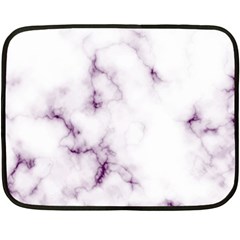 White Marble Violet Purple Veins Accents Texture Printed Floor Background Luxury Fleece Blanket (mini) by genx