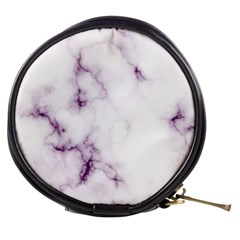 White Marble Violet Purple Veins Accents Texture Printed Floor Background Luxury Mini Makeup Bag by genx