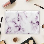 White Marble violet purple veins accents texture printed floor background luxury Cosmetic Bag (Large) Front