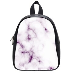 White Marble Violet Purple Veins Accents Texture Printed Floor Background Luxury School Bag (small) by genx