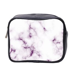 White Marble Violet Purple Veins Accents Texture Printed Floor Background Luxury Mini Toiletries Bag (two Sides) by genx