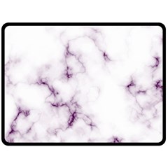 White Marble Violet Purple Veins Accents Texture Printed Floor Background Luxury Fleece Blanket (large)  by genx