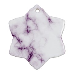 White Marble Violet Purple Veins Accents Texture Printed Floor Background Luxury Snowflake Ornament (two Sides) by genx