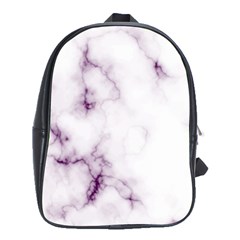 White Marble Violet Purple Veins Accents Texture Printed Floor Background Luxury School Bag (xl) by genx