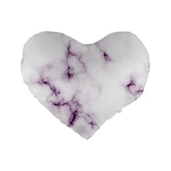 White Marble Violet Purple Veins Accents Texture Printed Floor Background Luxury Standard 16  Premium Heart Shape Cushions by genx