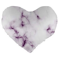 White Marble Violet Purple Veins Accents Texture Printed Floor Background Luxury Large 19  Premium Heart Shape Cushions by genx