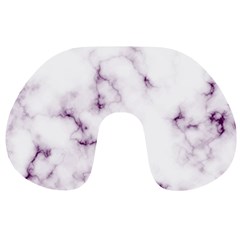 White Marble Violet Purple Veins Accents Texture Printed Floor Background Luxury Travel Neck Pillow by genx