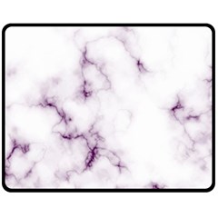 White Marble Violet Purple Veins Accents Texture Printed Floor Background Luxury Double Sided Fleece Blanket (medium)  by genx