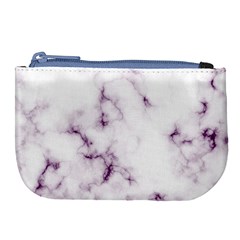 White Marble Violet Purple Veins Accents Texture Printed Floor Background Luxury Large Coin Purse by genx