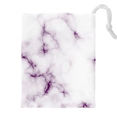 White Marble Violet Purple Veins Accents Texture Printed Floor Background Luxury Drawstring Pouch (4xl) by genx