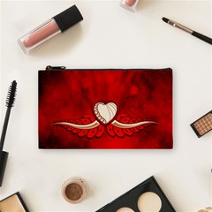 Love, Wonderful Elegant Heart Cosmetic Bag (small) by FantasyWorld7