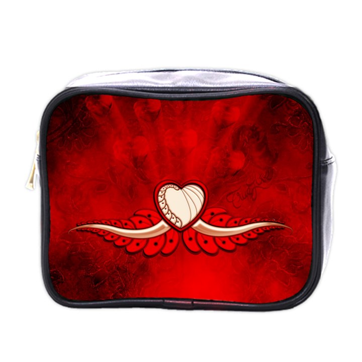 Love, Wonderful Elegant Heart Mini Toiletries Bag (One Side)