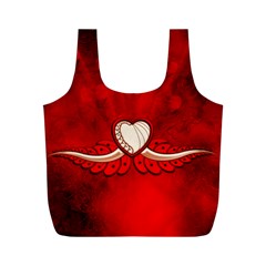 Love, Wonderful Elegant Heart Full Print Recycle Bag (m) by FantasyWorld7