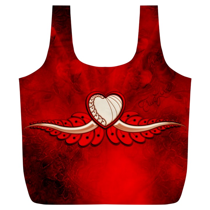 Love, Wonderful Elegant Heart Full Print Recycle Bag (XL)