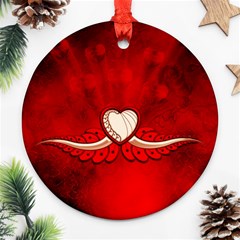 Love, Wonderful Elegant Heart Ornament (round) by FantasyWorld7