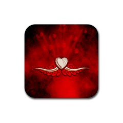 Love, Wonderful Elegant Heart Rubber Coaster (square)  by FantasyWorld7