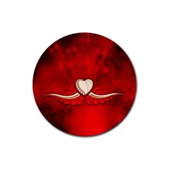 Love, Wonderful Elegant Heart Rubber Coaster (round)  by FantasyWorld7