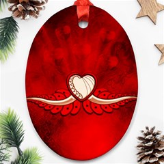 Love, Wonderful Elegant Heart Oval Ornament (two Sides) by FantasyWorld7