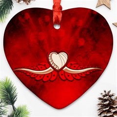 Love, Wonderful Elegant Heart Heart Ornament (two Sides) by FantasyWorld7