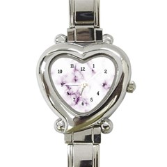 White Marble Violet Purple Veins Accents Texture Printed Floor Background Luxury Heart Italian Charm Watch by genx